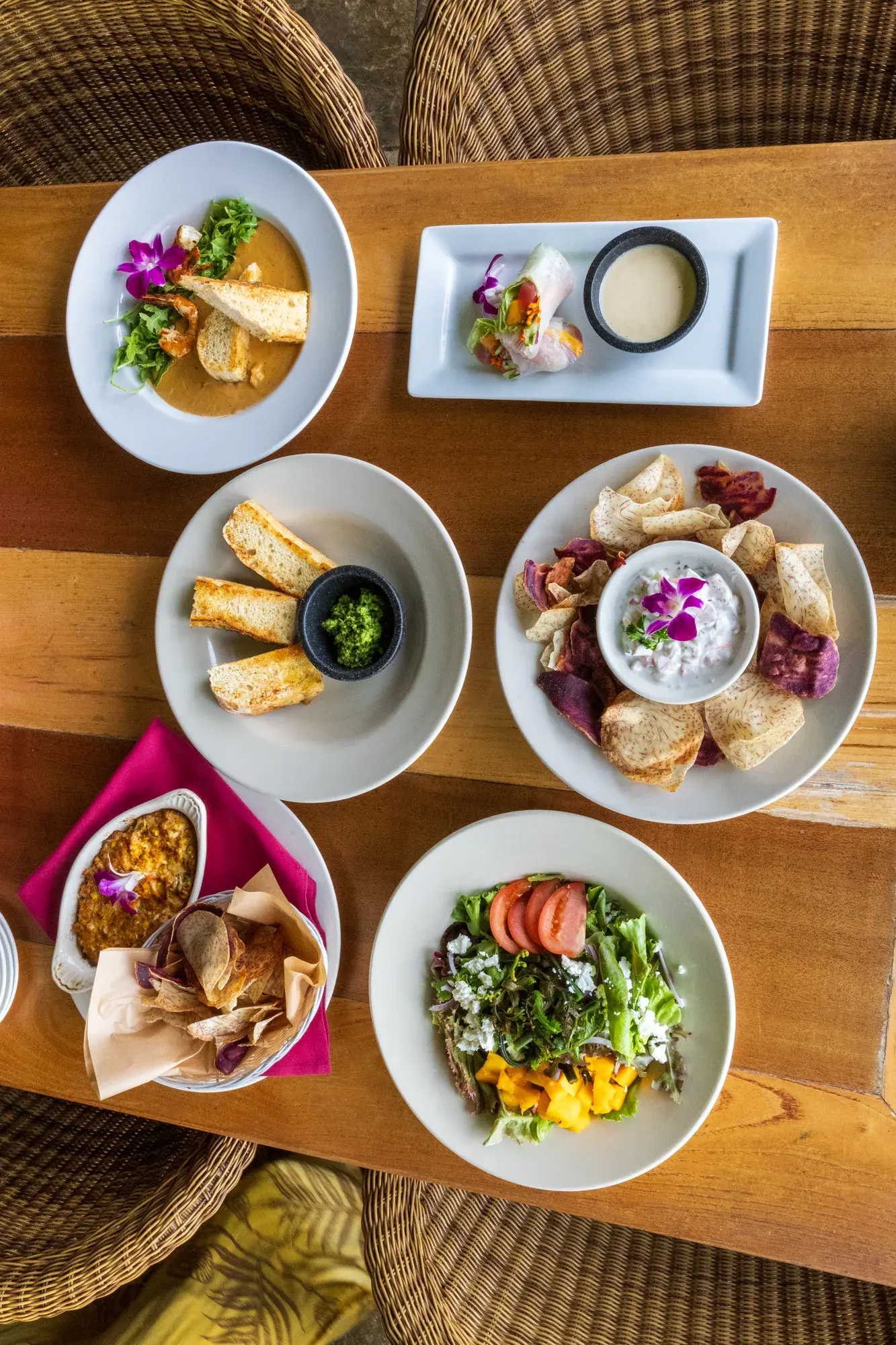 Pacific Tasting Sampler at Kona Inn Restaurant, A chef's selection of starters made for sharing.